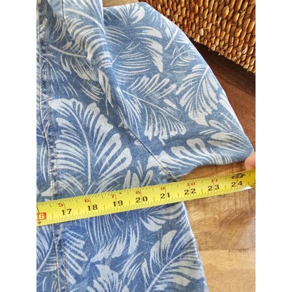Denim & Co Tropical Floral Denim Jean Chore Jacket Blazer Women's Size L - Picture 6 of 10